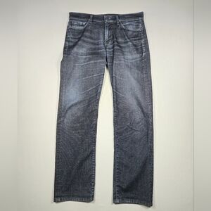 7 For All Mankind Slimmy Black Textured Slim Straight Jeans W33 L30